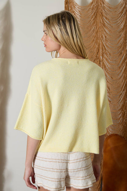 BUTTER YELLOW BUTTON DOWN BOXY CARDIGAN