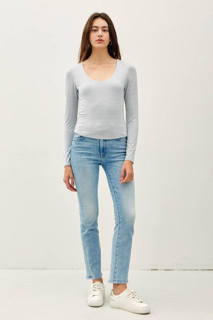 BASIC ULTRA SOFT STRIPED LONG SLEEVE TOP