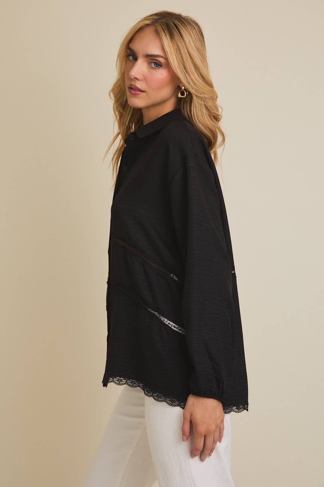 SOPHIE LACE DETAIL BUTTON UP