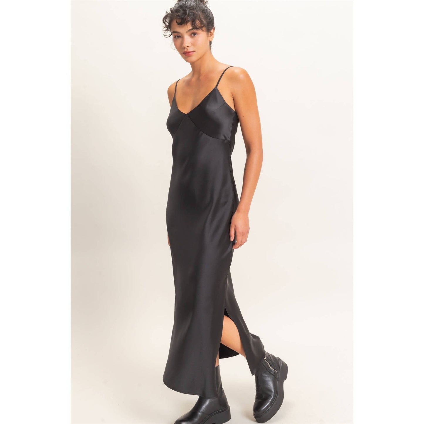 Satin V-Neck Slip Dress