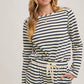 THE BASIC - STRIPED PULLOVER TOP AND SHORTS SET
