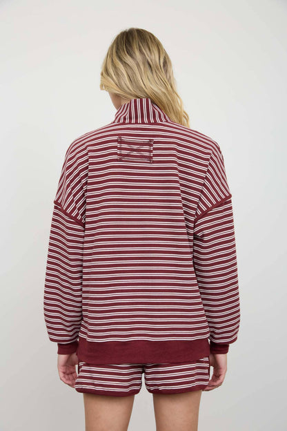 HALF ZIP STRIPE CONTRAST QUARTER ZIP