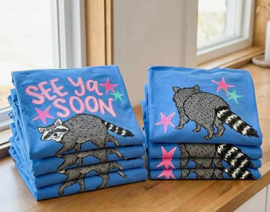 See Ya Soon Racoon Tee - blue