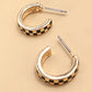 MINI CHECKER HOOP HUGGIE EARRINGS