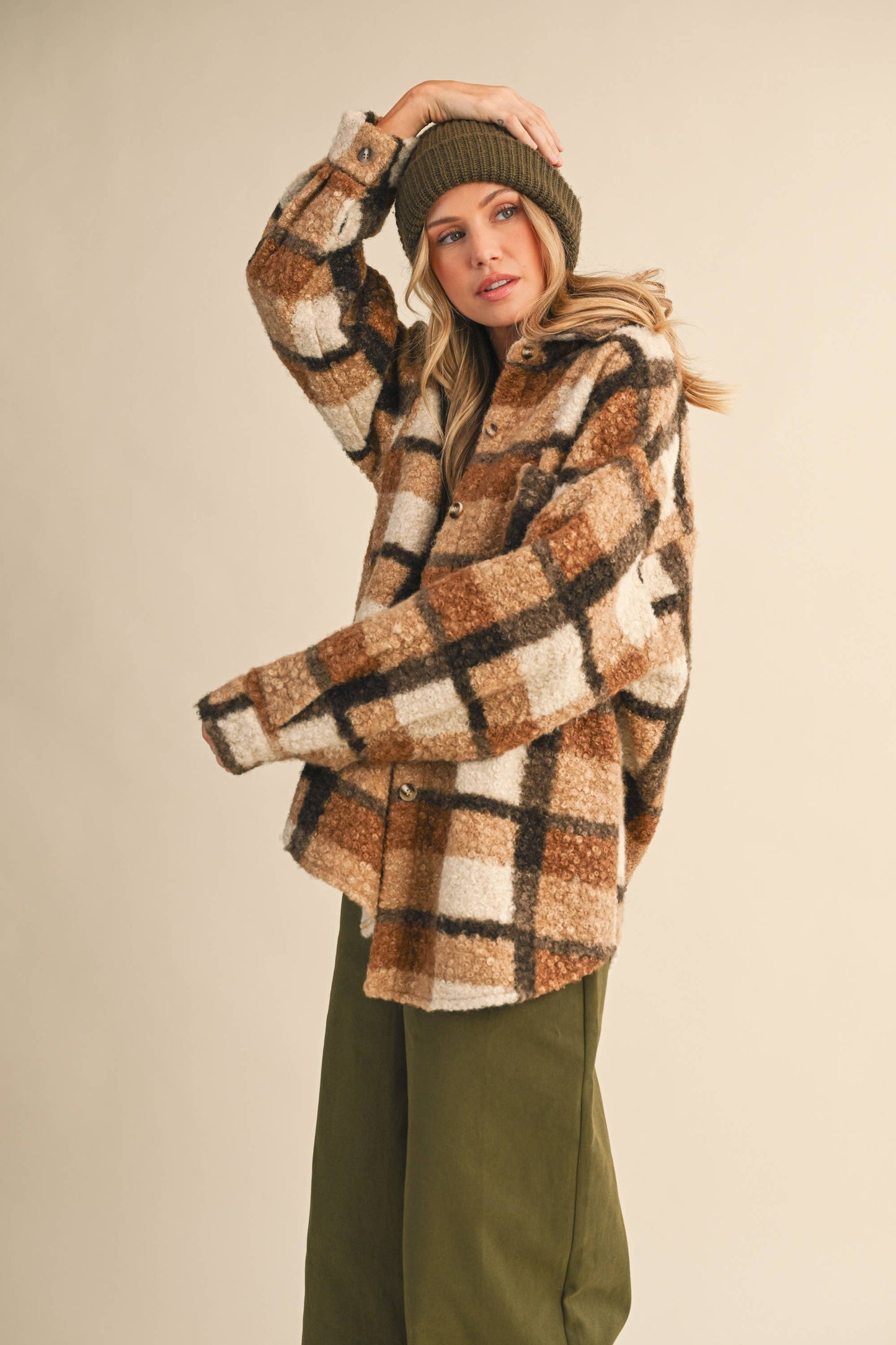 VIVIAN TEDDY PLAID OVERSIZED SHACKET