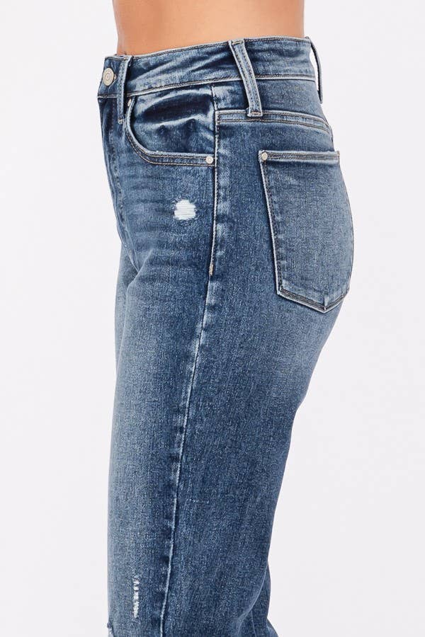 LENNY HIGH RISE STRETCH SLIM STRAIGHT W/ CUFFED HEM