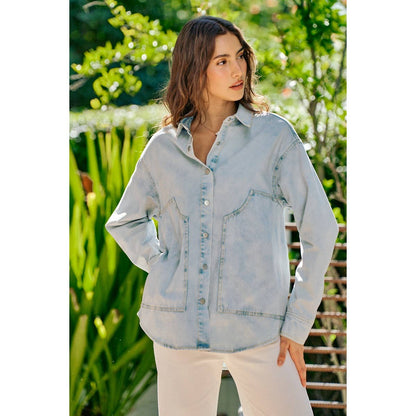 WASHED DENIM BUTTON DOWN