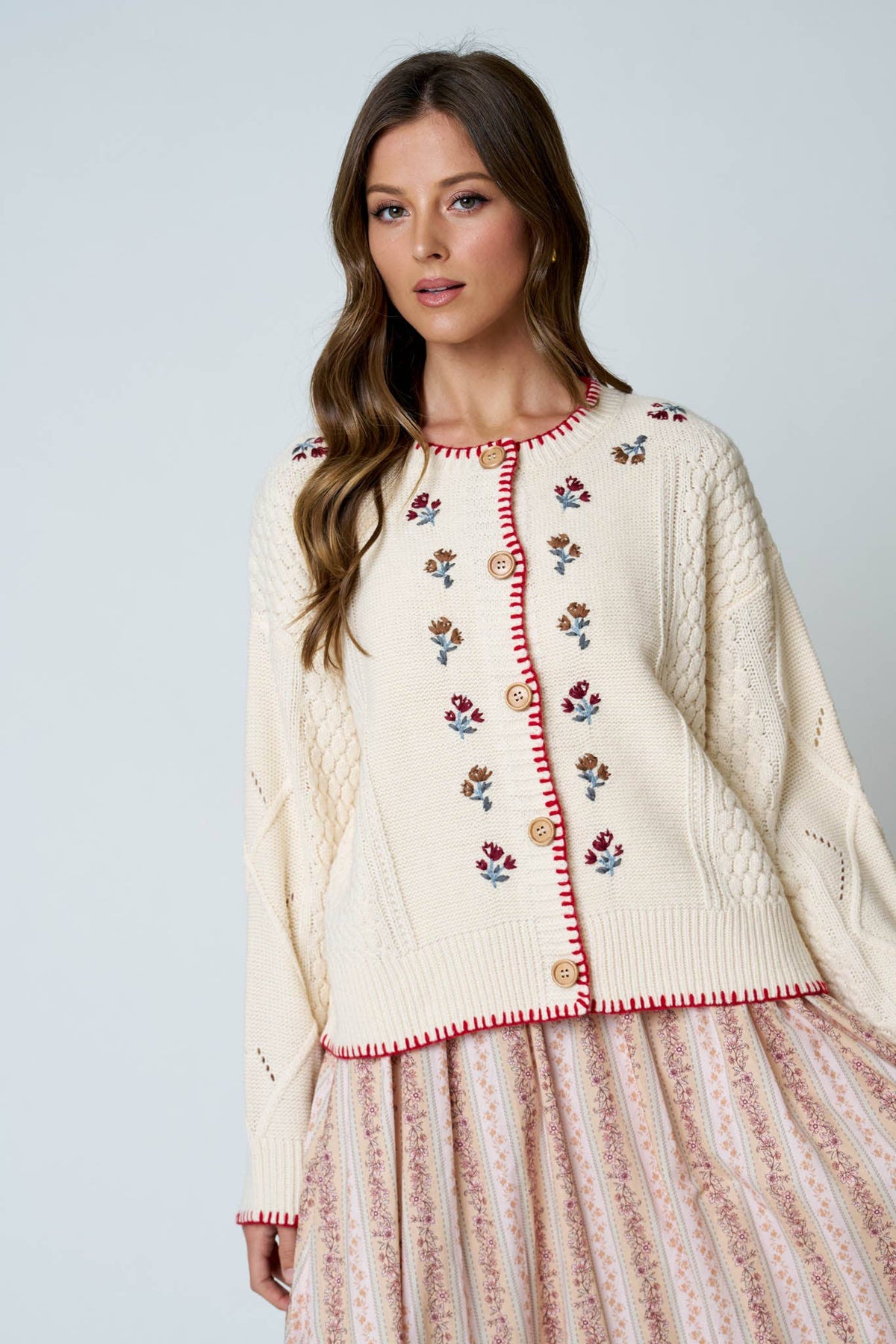 FLORAL EMBROIDERY CARDIGAN