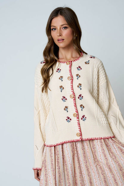 FLORAL EMBROIDERY CARDIGAN