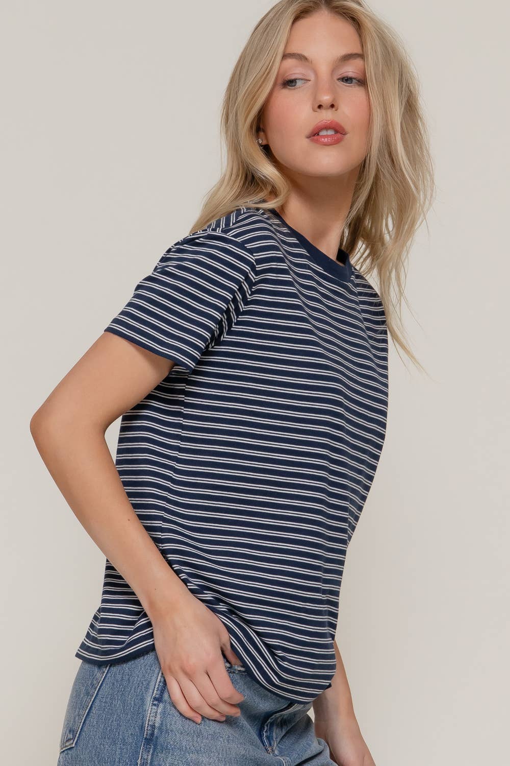 Piper Round Neck Stripe Tee