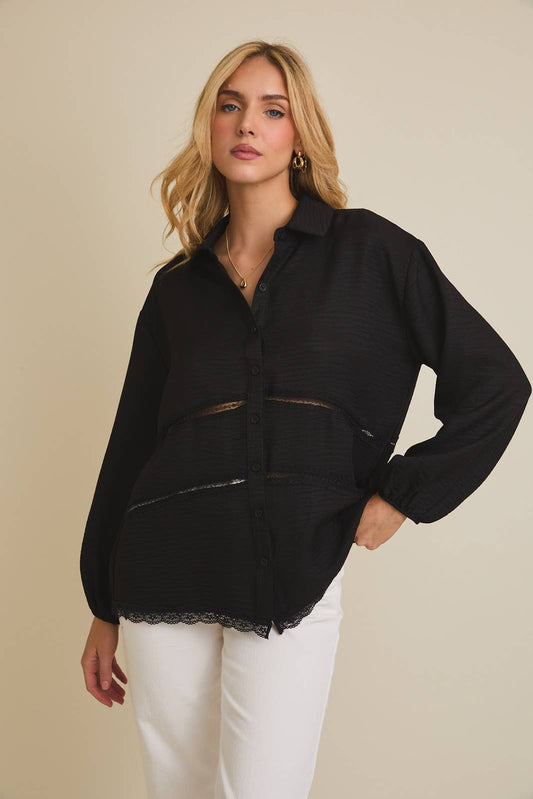 SOPHIE LACE DETAIL BUTTON UP