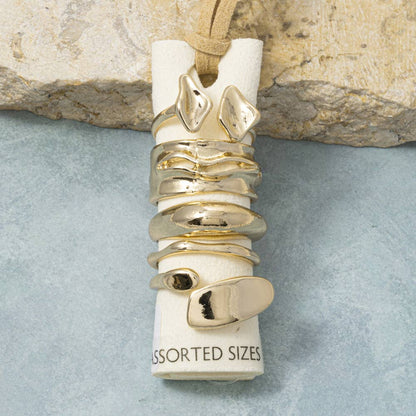 Molten Organic Nugget Stacking Ring Set