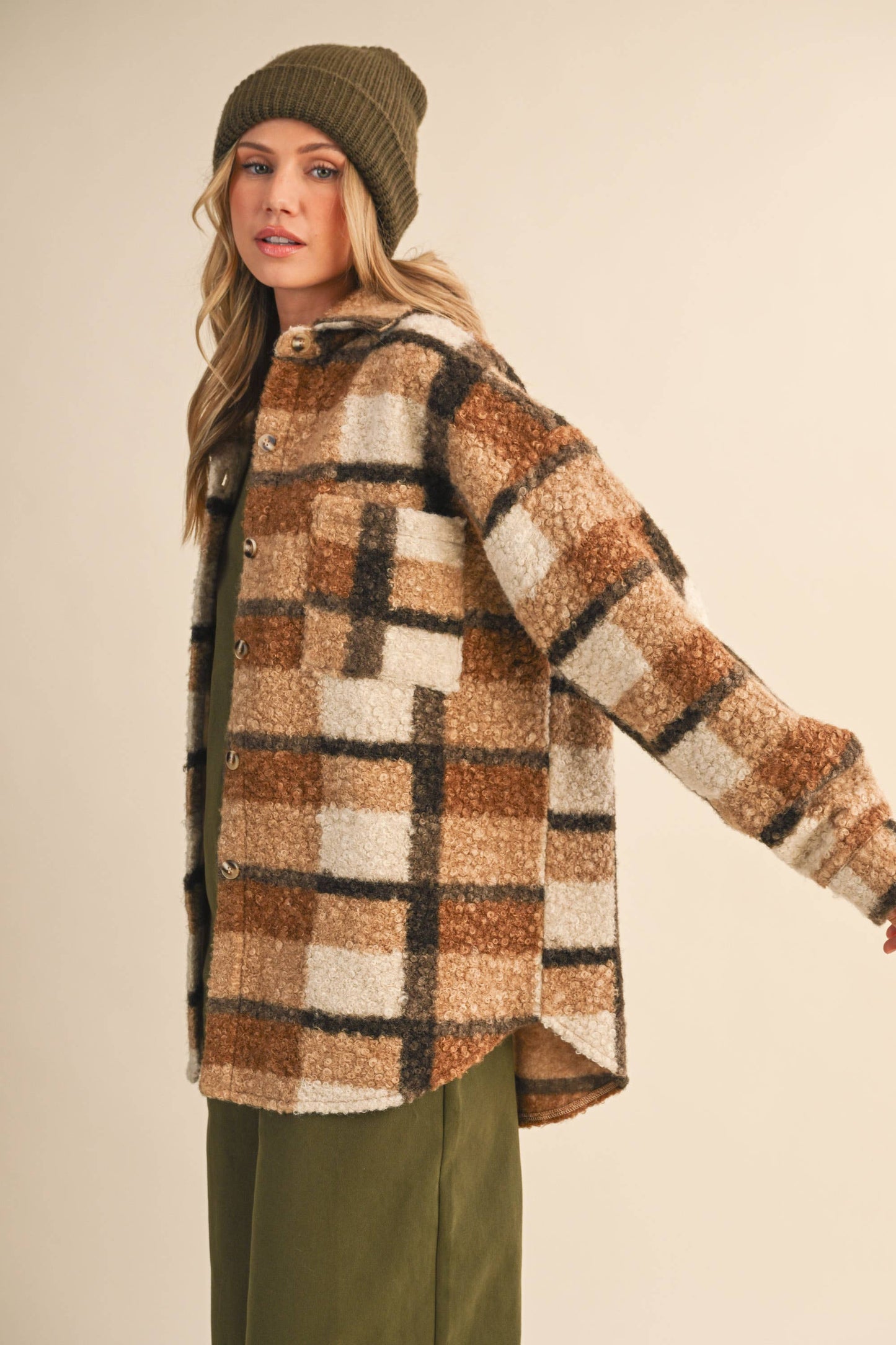 VIVIAN TEDDY PLAID OVERSIZED SHACKET