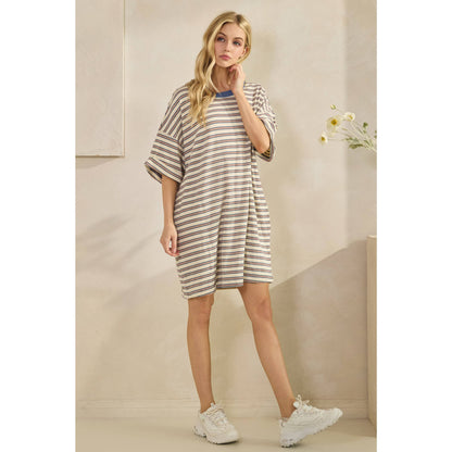 Stripe Knit Pullover Big Top Dress