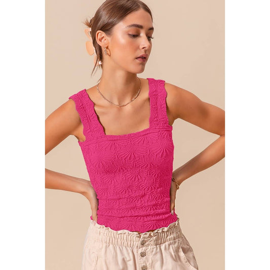 FLORAL JACQUARD SEAMLESS TANK TOP
