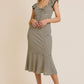 SWEETHEART FRONT TIE WITH LACE TIRM STRIPE DRESS