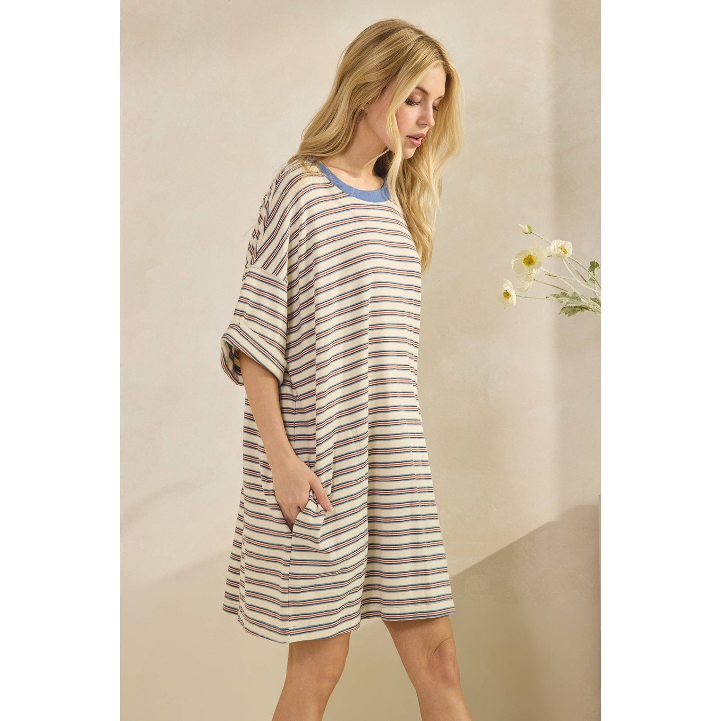 Stripe Knit Pullover Big Top Dress