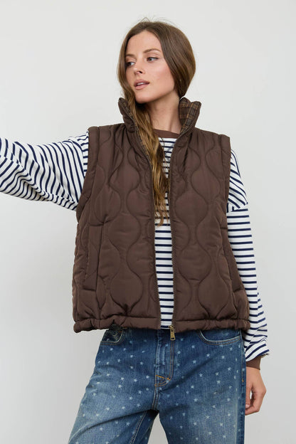 STELLA PLAID QUILTED VEST