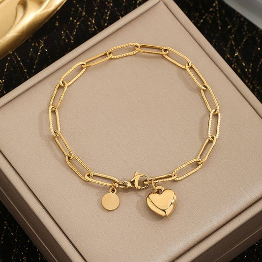 STAINLESS STEEL TARNISH FREE HEART BRACELET