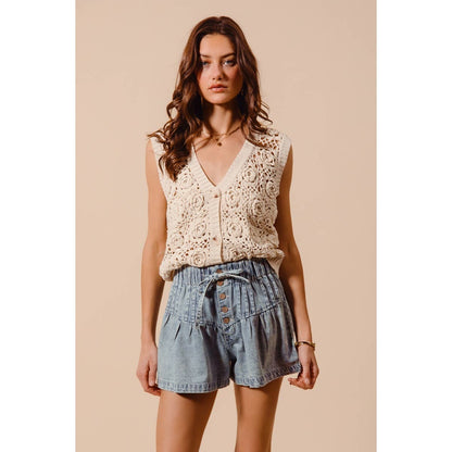 FLARED DENIM SHORTS
