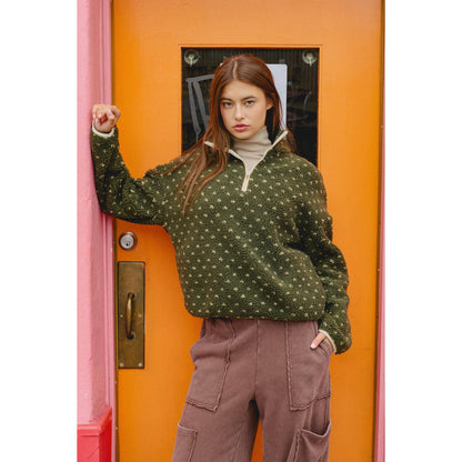 Polka Dot Sherpa Half-Zip Pullover