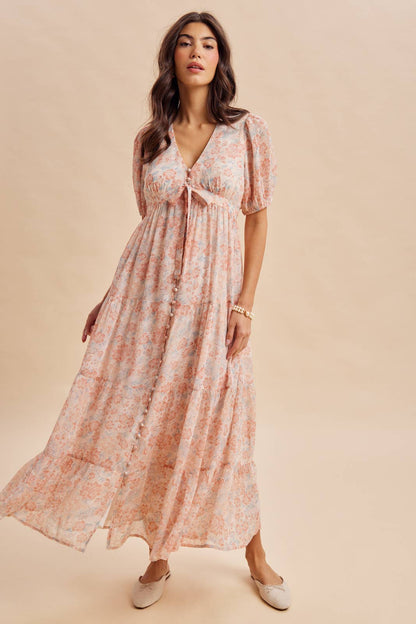 FLORAL BUTTON DOWN MAXI DRESS