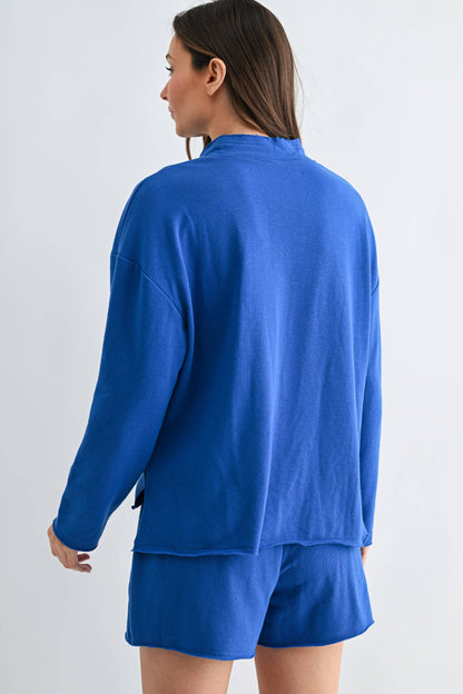 Offset Raw Edge Half-Zip Set