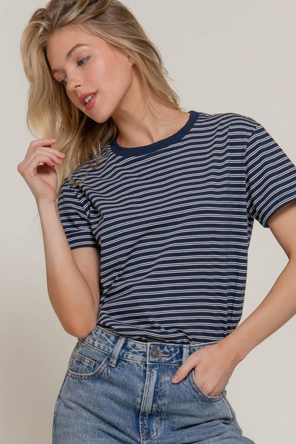 Piper Round Neck Stripe Tee