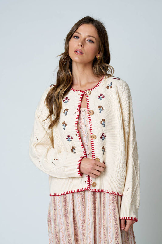 FLORAL EMBROIDERY CARDIGAN
