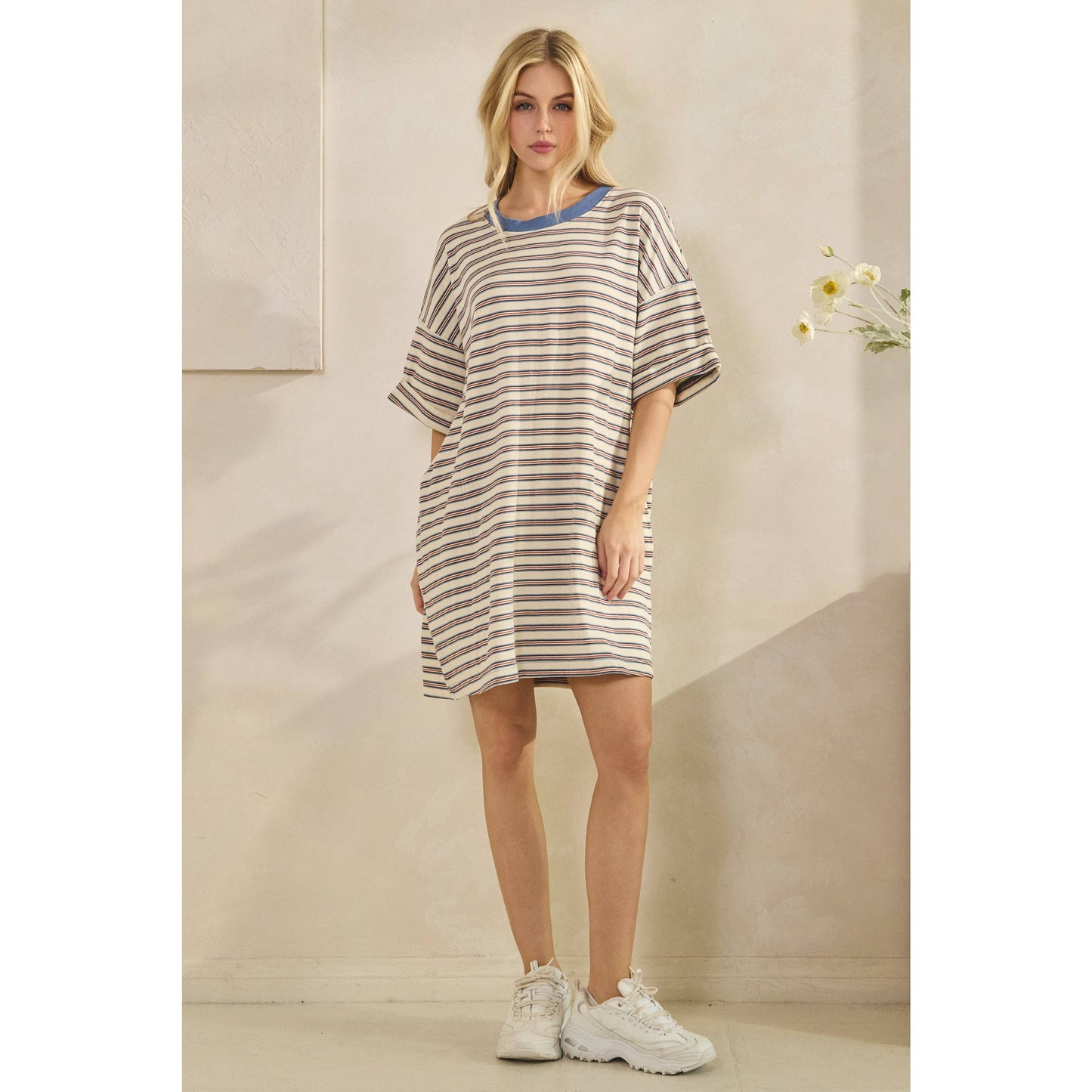 Stripe Knit Pullover Big Top Dress
