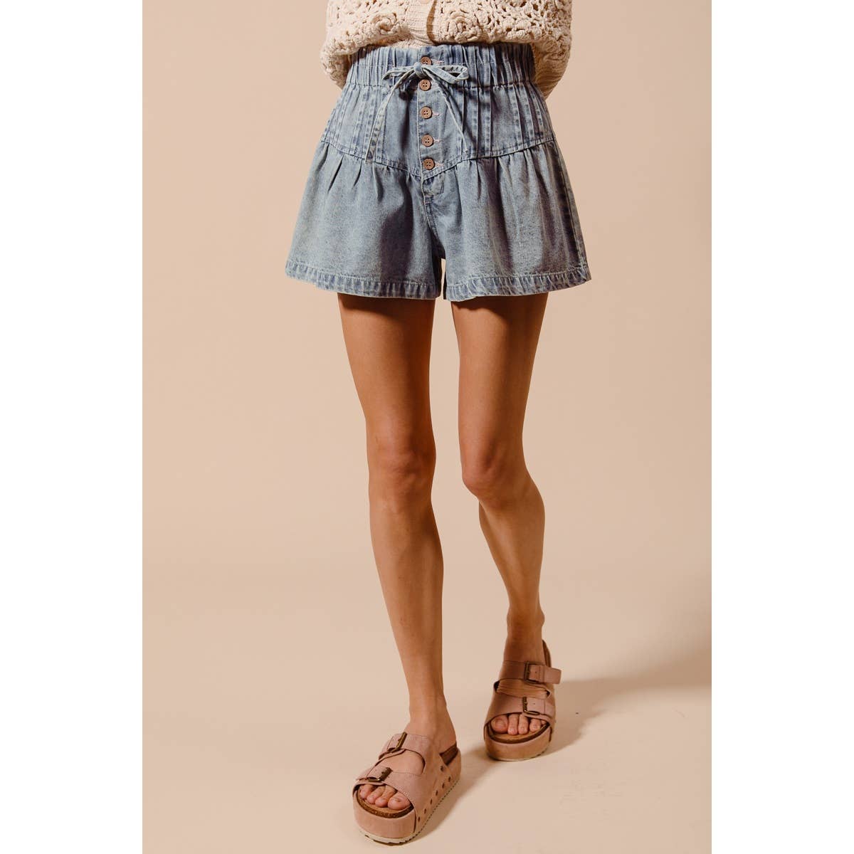 FLARED DENIM SHORTS