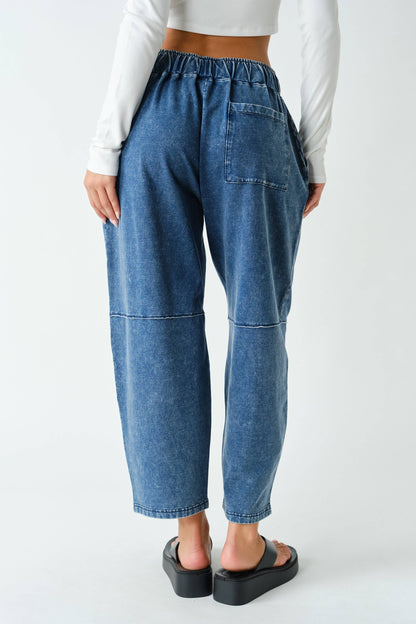 Cotton Blend Mineral Wash Straight Pants