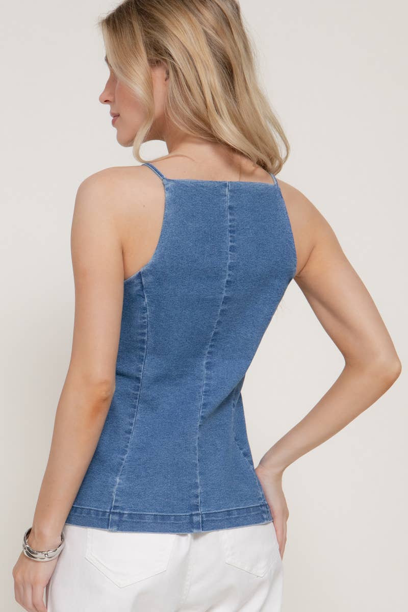 Denim Long Vest Top