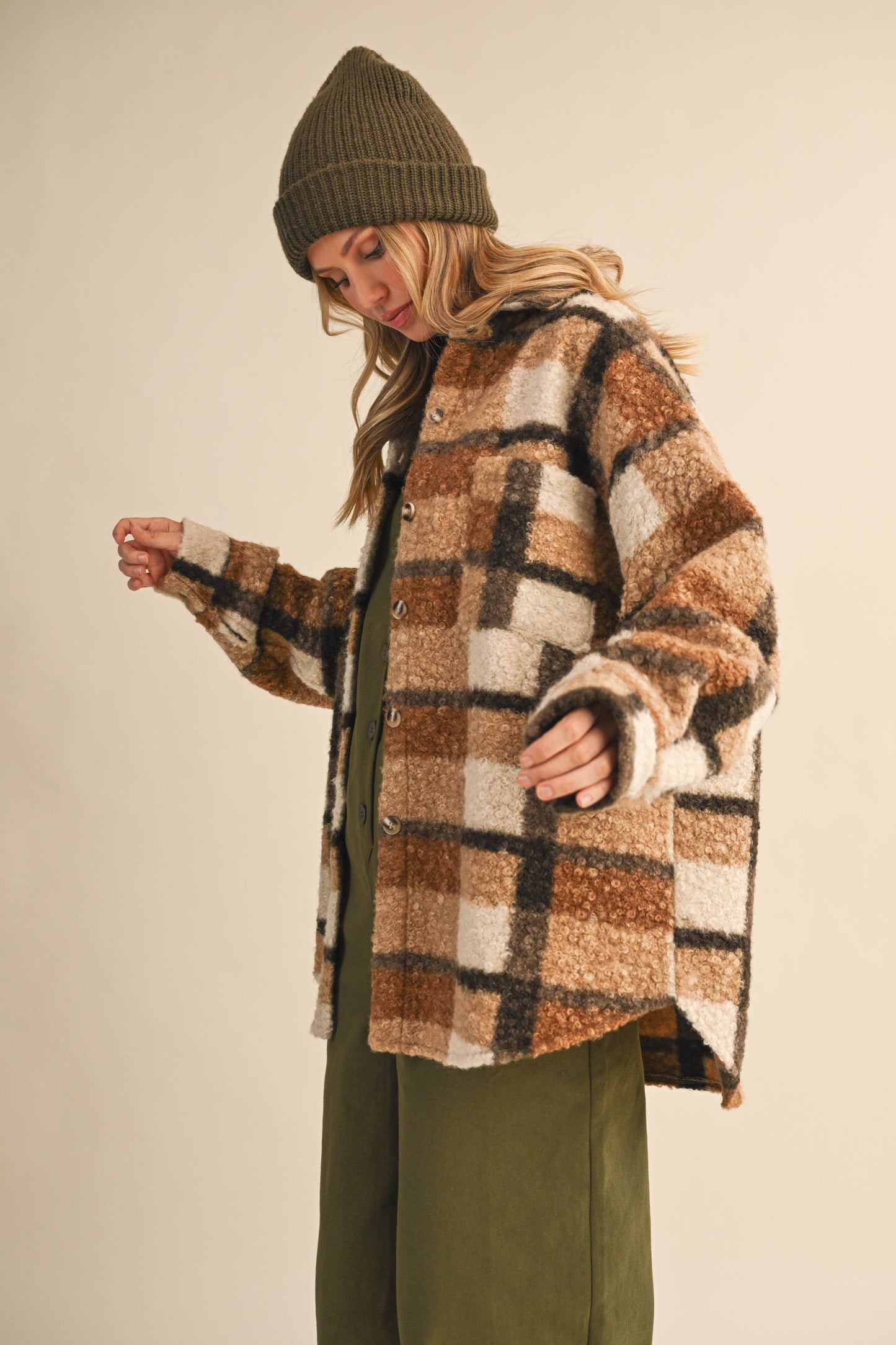 VIVIAN TEDDY PLAID OVERSIZED SHACKET