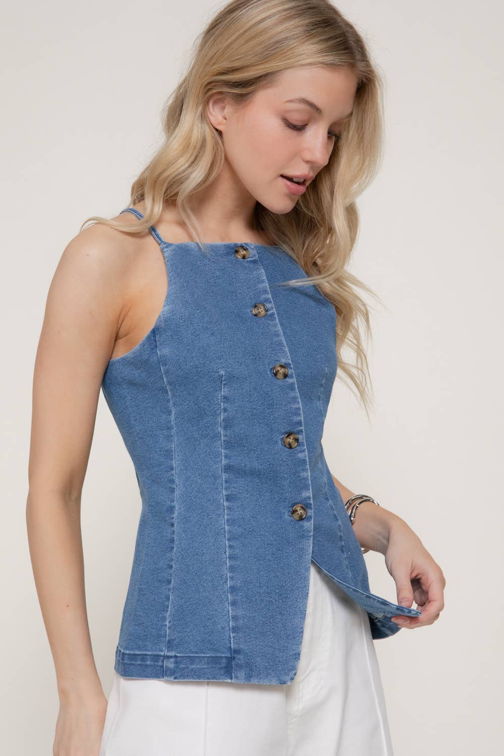 Denim Long Vest Top
