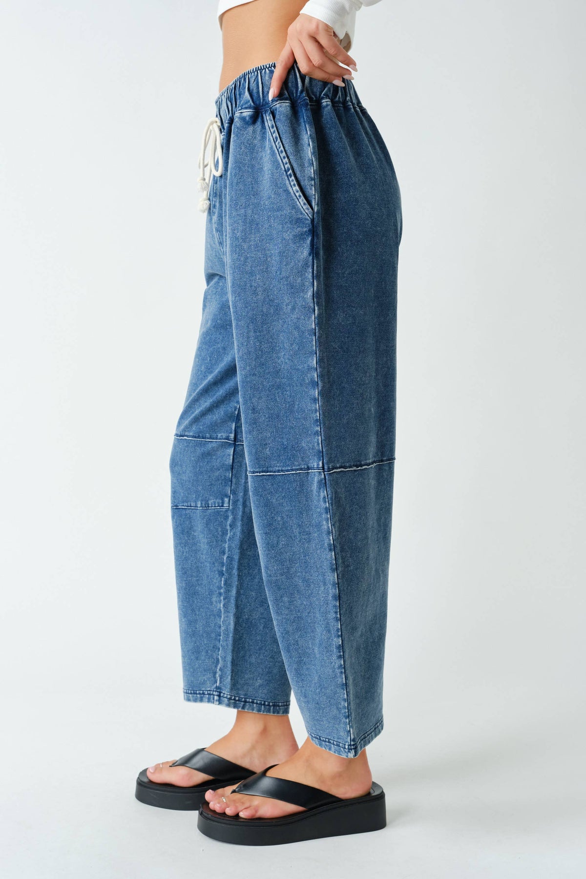 Cotton Blend Mineral Wash Straight Pants