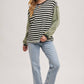 LAUREN STRIPE CONTRAST EXPOSED SEAM LOOSE FIT KNIT PULLOVER
