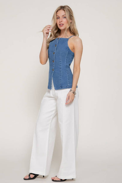 Denim Long Vest Top