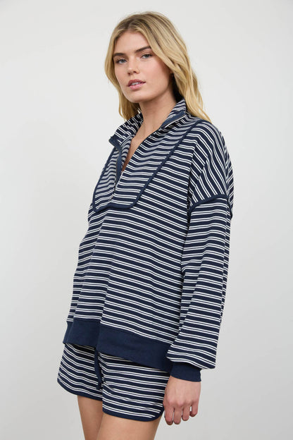 HALF ZIP STRIPE CONTRAST QUARTER ZIP