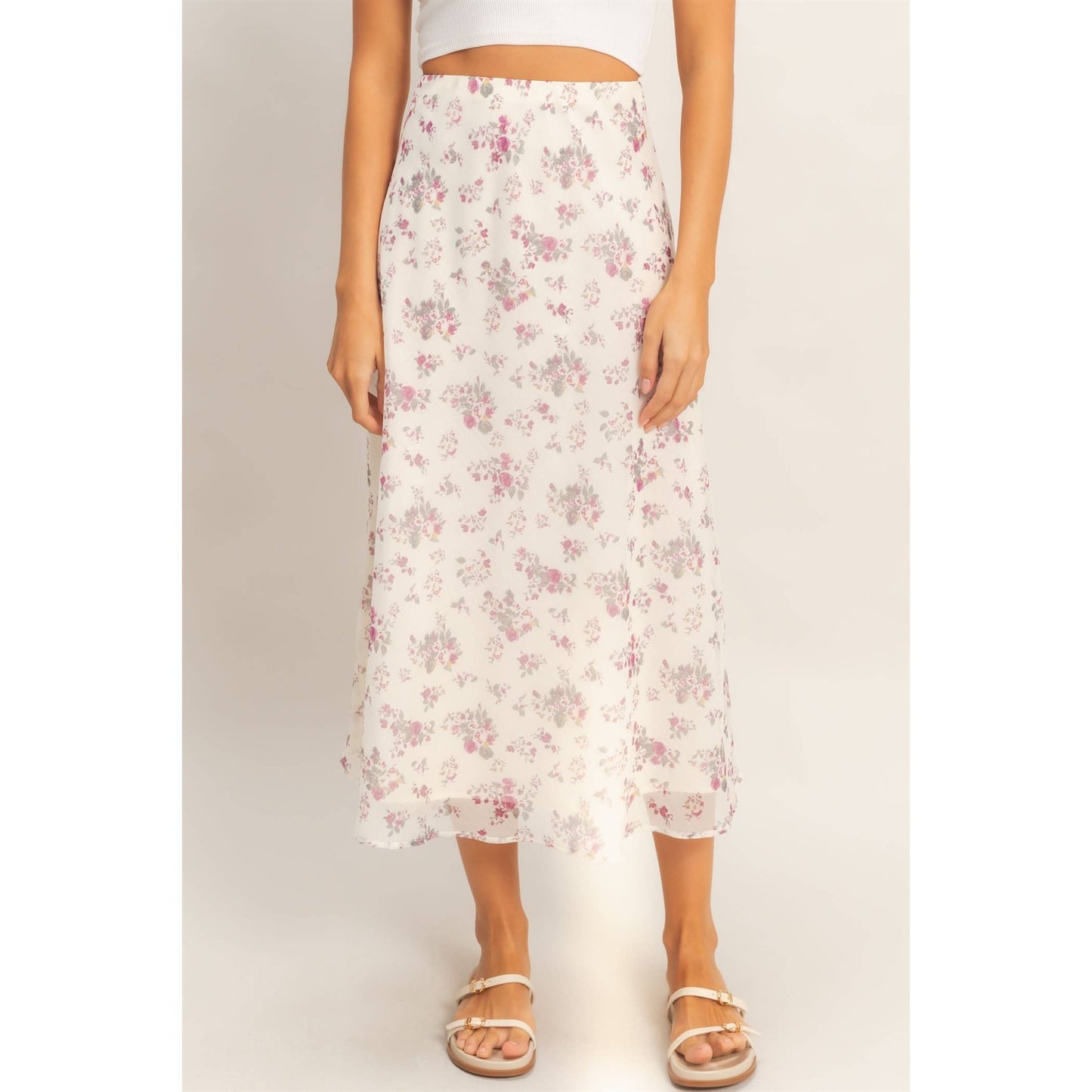 Floral Print Bias Skirt