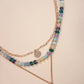 LAYERED BEADED CLOVER CHARM NECKLACE