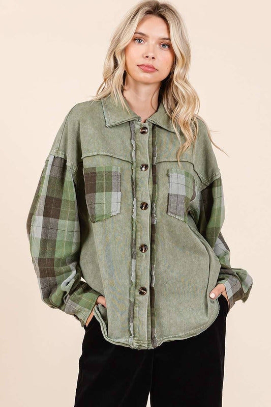 MINERAL WASH PATCHWORK PLAID