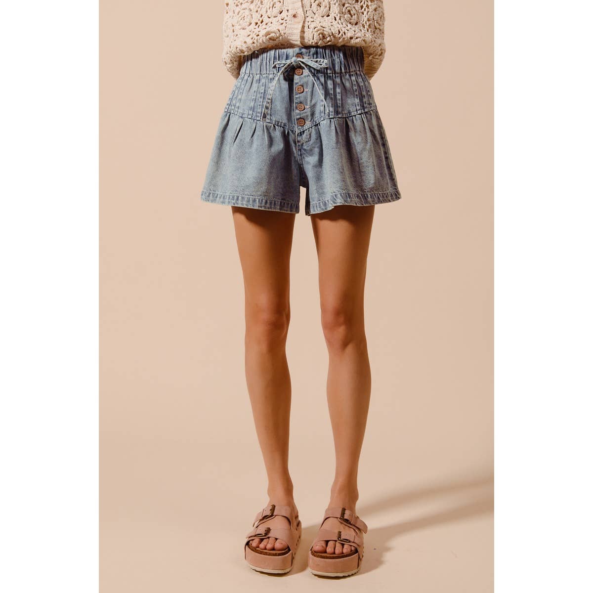 FLARED DENIM SHORTS