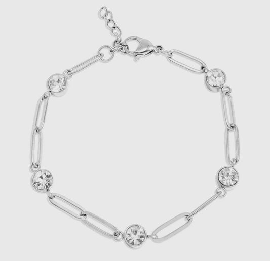 Station Stone Paperclip Chain Bracelet/Necklace