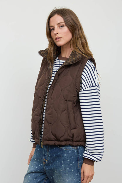 STELLA PLAID QUILTED VEST