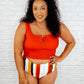 Bermuda Snap Up Swim Top in Red