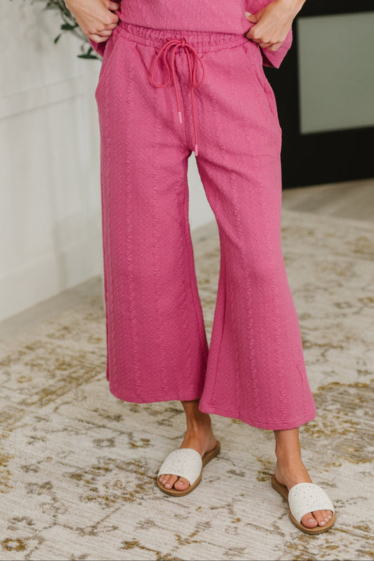 Can't Quit You Cropped Flair Bottoms in Magenta
