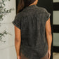 Cloud Nine to Five Button Down Blouse in Ash Black
