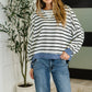 Cute in Comfort Crew Neck Pullover in White, Black and Denim