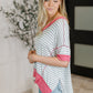 Dressed to Chill V-Neck Top in Heather/Grey/Ivory/Pink